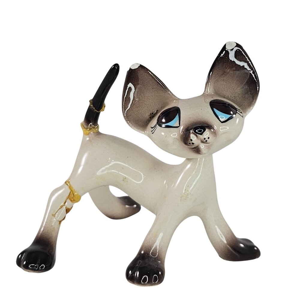 Freeman McFarlin Siamese Cat Kitten Nodder Bobble Head *AS IS REPAIRS FLAW*